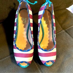 Missoni fun colorful platform corset back wedges